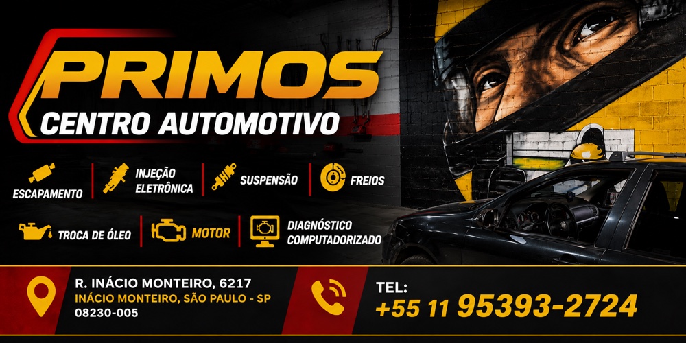 Primos Centro Automotivo — Escapamento, Injeção Eletrônica, Suspensão, Freios, Troca de Óleo, Diagnóstico Computadorizado — R. Inácio Monteiro, 6217 — (11) 95393-2724